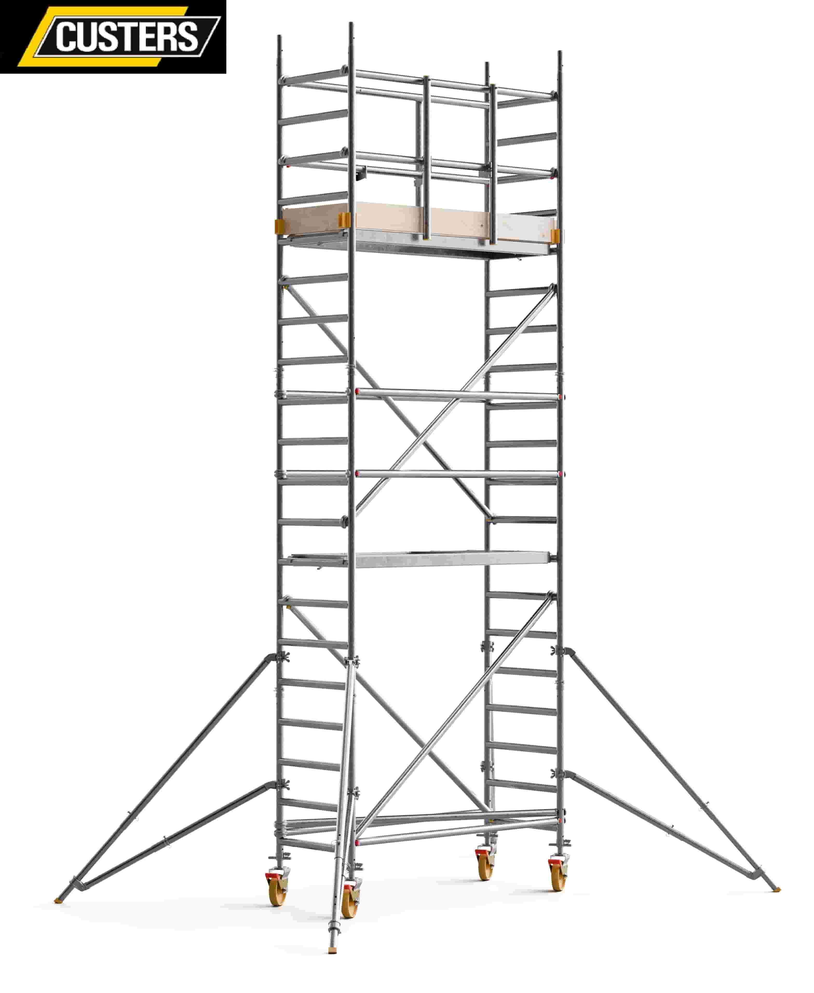 Custers aliumininiai pastoliai ir mobilus bokstiniai pastoliai