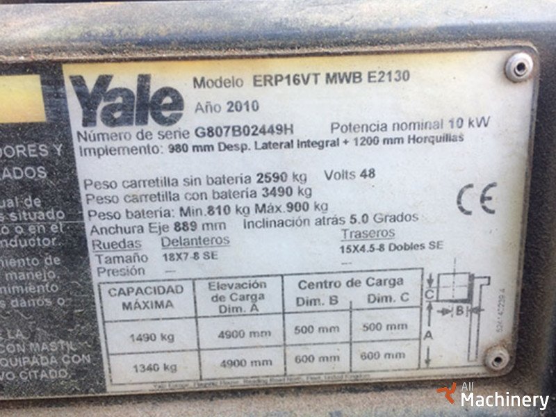 YALE ERP16VT MWB E2130 Three-wheel forklifts #1160