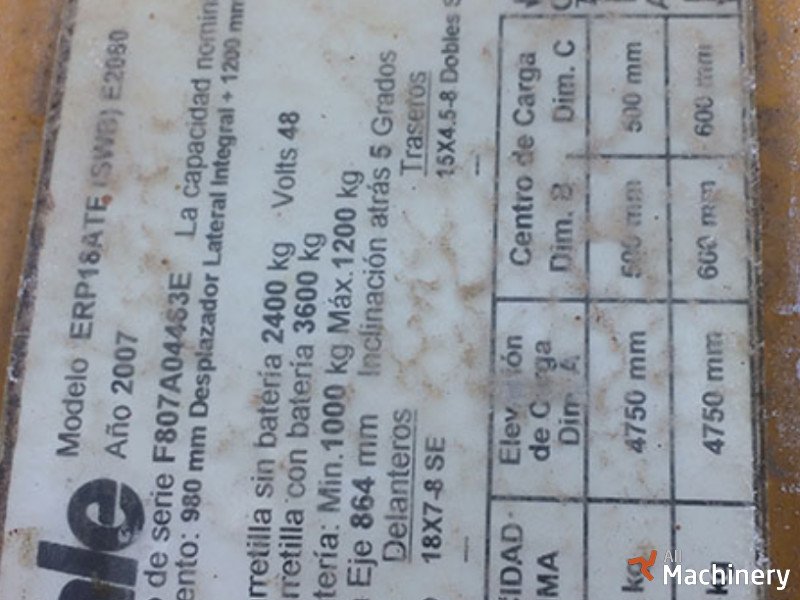 YALE ERP18ATF (SW8) E2080 Three-wheel forklifts #1162