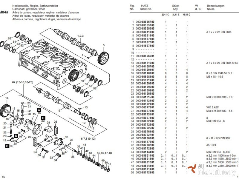HATZ 2L41, 3L41, 4L41 Diesel engines for parts #1881