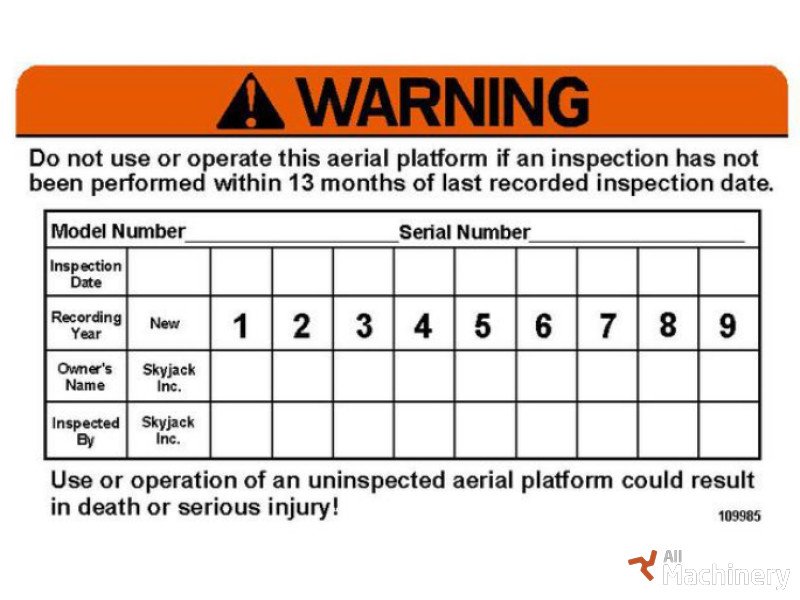 SKYJACK Skyjack 109985 Other parts for working platforms (2020 year) #2772