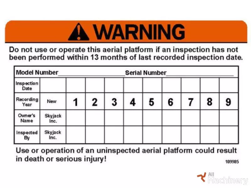 SKYJACK Skyjack 109985 Other parts for working platforms (2020 year) #2772