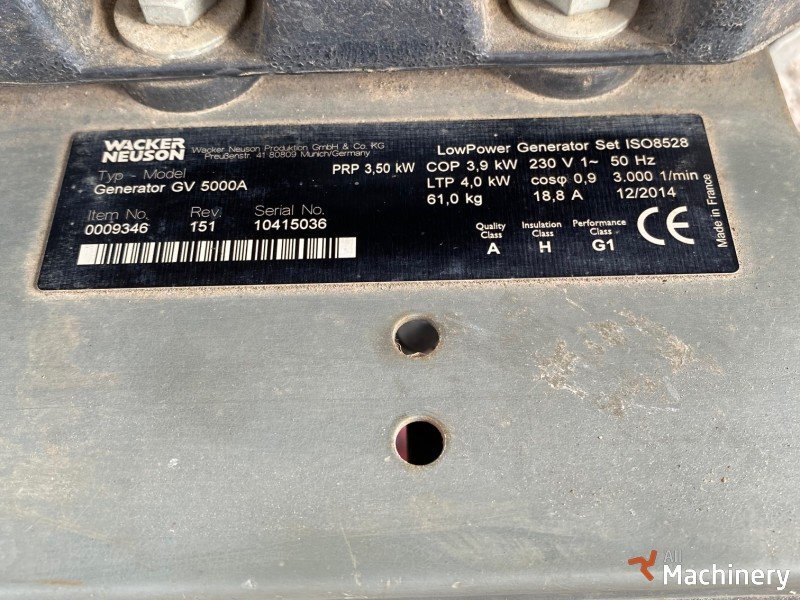 WACKER NEUSON GV5000A Generators <10 kw #6948