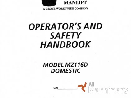 GROVE MZ116D Operator's manual Other parts for working platforms (1996 year) #8917