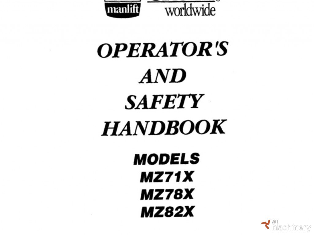 GROVE MZ71X Operator's manual kitos keltuvų dalys #8954