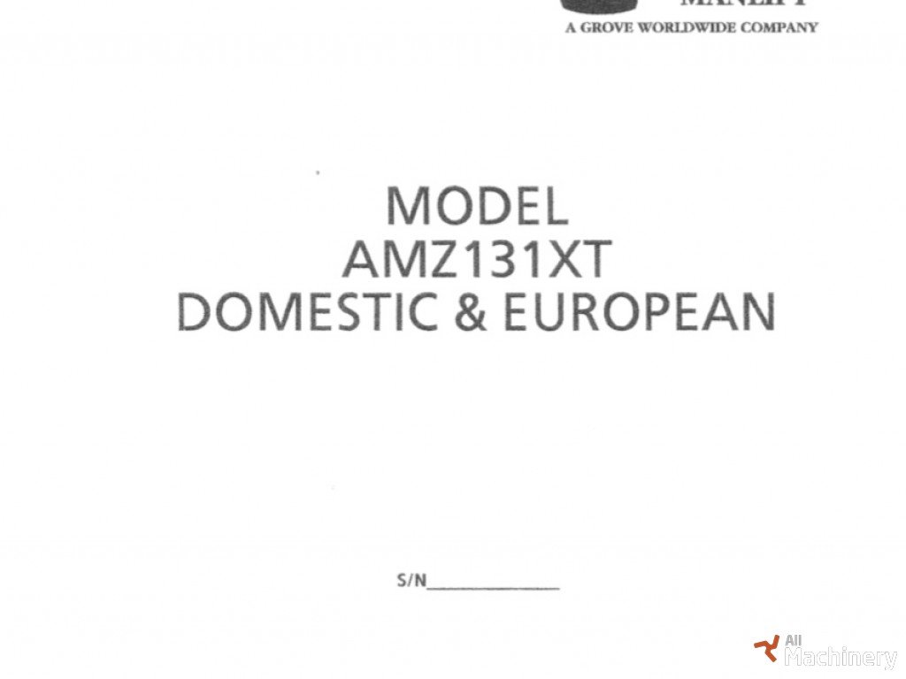 GROVE AMZ131XT Service manual kitos keltuvų dalys #8985