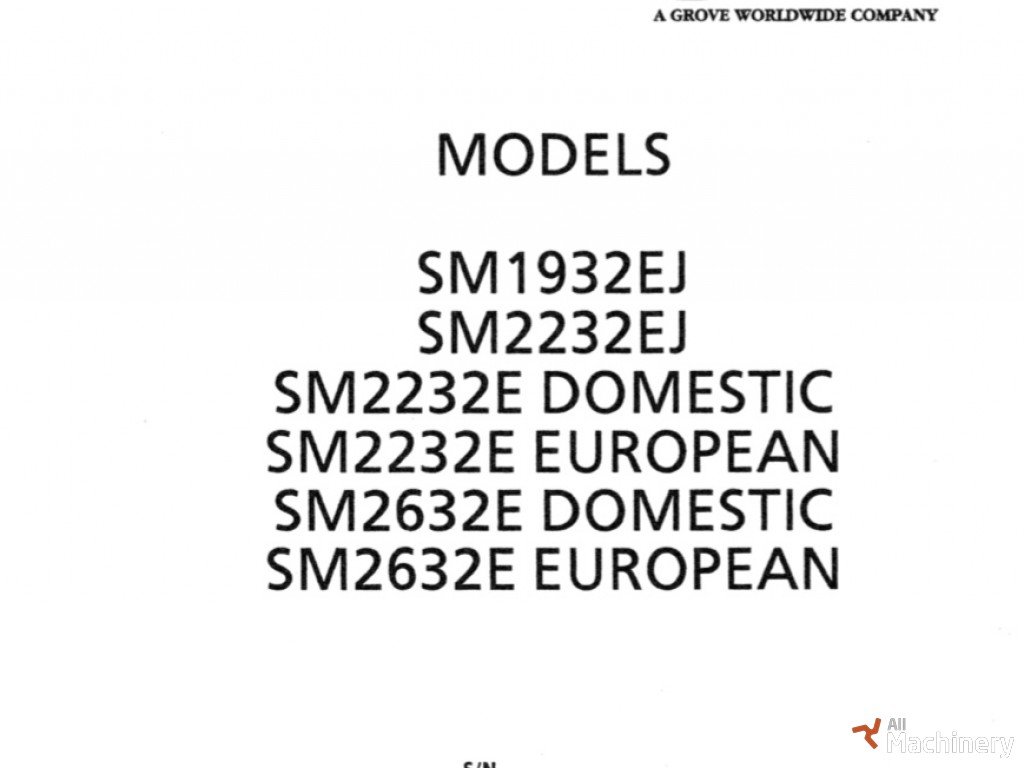GROVE SM2632E Service manual kitos keltuvų dalys #9097