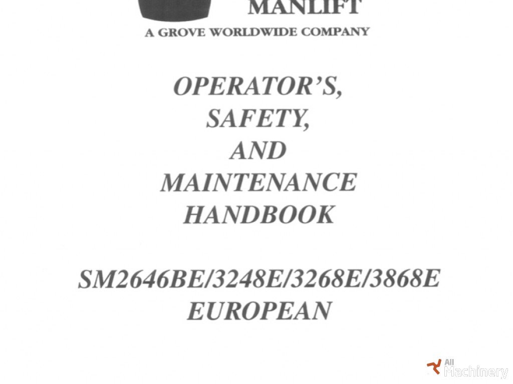GROVE SM3868E Operator's manual kitos keltuvų dalys #9172